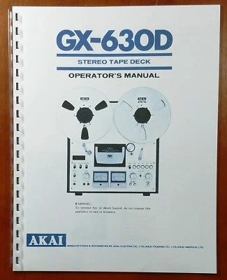  Manual del propietario de cubierta de cinta carrete a carrete Akai GX-630D Foto 1 de 4