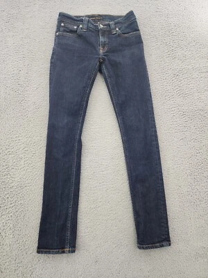 Pantalones de mezclilla Nudie para mujer 27x30 azules ajustados ajustados largos John lavado oscuro Foto 1 de 4