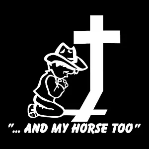 Cowboy Church Cross Child Praying Car Truck Window Laptop Vinyl Decal Sticker. - Foto 1 di 2