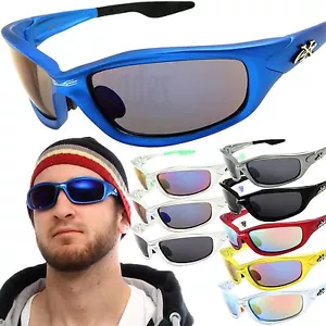 X-Loop Wrap Sunglasses Mens Sport Fishing Golfing Glasses Dark / Mirror Lens - Picture 1 of 12