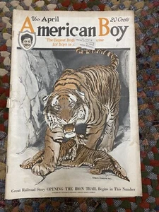 American Boy Magazine Apr 1919 - Tiger Illustrated by Charles Livingston Bull - Picture 1 of 5