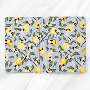 Lemon Bees White Flowers Case For iPad 10.2 Air 3 4 5 Pro 9.7 11 12.9 Mini - Picture 1 of 6