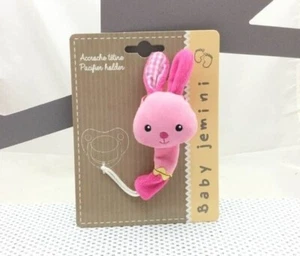 Jemini attache-sucette lapin rose velours - Imagen 1 de 2