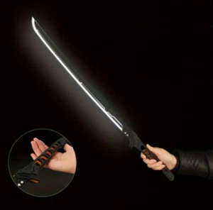 Futuristic Cyber Carbon Samurai Katana With Acrylic Blade & Bright White Lights - Picture 1 of 7
