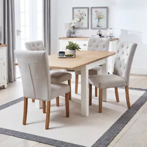 Cheshire White Square Flip Top Dining Table + 4 Bunbury Chair Set - Picture 1 of 20