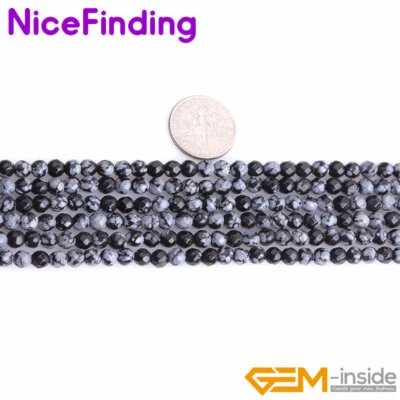 Natural White Black Snowflake Obsidian Gemstone Faceted Beads For Jewelry Making - Image 1 of 4