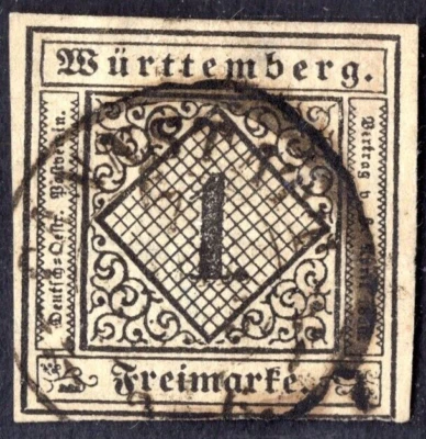 GERMANY WURTTEMBERG 1851 SCOTT #1 - Image 1 of 2