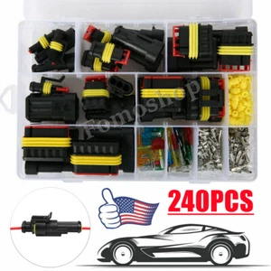 240PCS 1-6 Pin Way Car Automotive Waterproof Electrical Wire Connectors Plug Kit - Picture 1 of 12