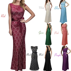 AU STOCK VINTAGE ROCKABILLY RETRO COCKTAIL FORMAL PARTY LACE LONG DRESS DR057 - Picture 1 of 25
