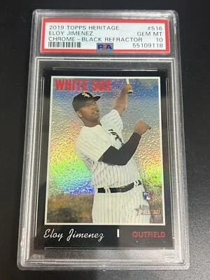 ELOY JIMENEZ 2019 Topps Heritage 516 Black Chrome Refractor /69 Rookie RC PSA 10 - Image 1 of 2