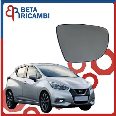 Vetro Specchietto Per Nissan Micra V (K14) Piastra Specchio Destro Dx Termico - Immagine 1 di 4
