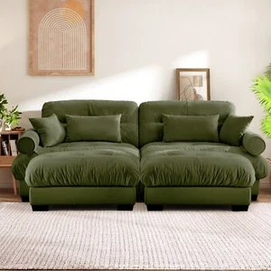 Oversized Modular Sectional Sofa 2-Seater Loveseat Cloud Couch with Pillows - Picture 1 of 40