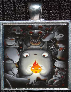My Neighbor Totoro Calcifer Ponyo Howl Ghibli Disney Silver Pendant Necklace - Picture 1 of 2