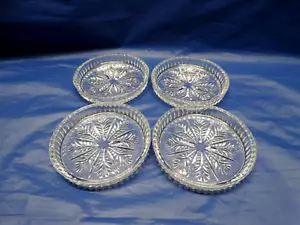Set of 4 Princess House Highlights Crystal Christmas Drink Coasters w/Snowflakes - Picture 1 of 6