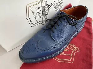 Electric Blue Leather Wing Tip Oxfords Duckie For Florsheim - Picture 1 of 10