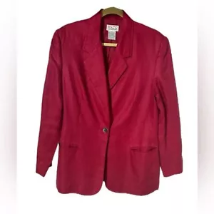 Talbots Womens Blazer 14 100% Linen Plus Red Jacket Classic 0016 - Picture 1 of 4