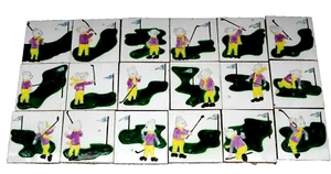 Rupert Bear Golffliesen 18 Löcher Golfen von französischer Fabrik Saint Amand 1920er - Bild 1 von 12