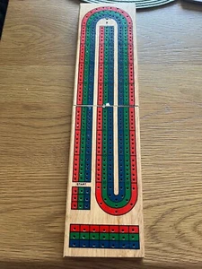 3-Track folding Wooden Cribbage Board Game with Storage, 9 Plastic Pegs - Picture 1 of 10