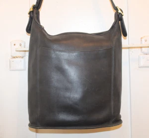 COACH Legacy Slim Duffle Navy Blue Leather Shoulder Bag Purse #9060 Vintage - Picture 1 of 16