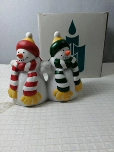 Portavelas de pilar PartyLite muñeco de nieve P0476 Snowmen - Imagen 1 de 6