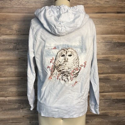 Sudadera con capucha ligera con cremallera completa para mujer The Mountain Snowy Owl en azul talla S V1 Foto 1 de 4