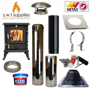Kit de chimenea de doble pared para quemador de madera fundida de 4,2 kW estufa de combustible múltiple y caravana - Imagen 1 de 3