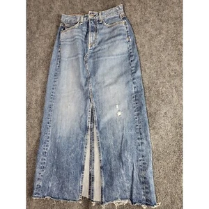 Rag & Bone Denim Maxi Skirt Frayed Hem Distressed Details Women's Size 24 - Picture 1 of 10