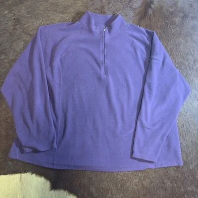 LL Bean Sweatshirt Women’s 3X Plus Size Purple 1/4 Zip Fleece Pullover - Image 1 of 4