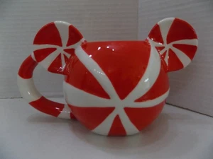 Disney Mickey Mouse Ears Peppermint Mug Ceramic Christmas NOS HTF - Picture 1 of 4