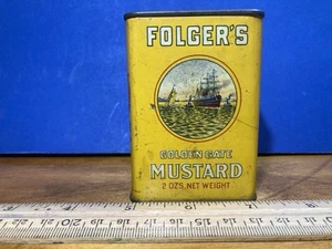 Folgers Golden Gate Mustard 2oz Tin - San Francisco - Kansas City- Vintage - Picture 1 of 7