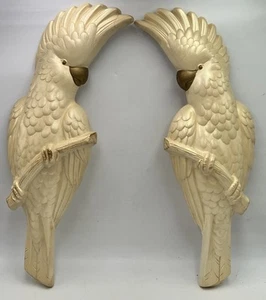 Miller Studio gesso cacatua uccellino gesso decorazione parete MCM set di 2 RARO - Foto 1 di 12