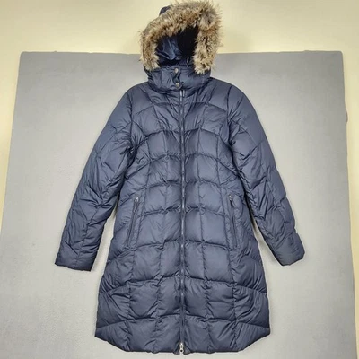 Abrigo Eddie Bauer para mujer parka acolchada mediana EB650 capucha de piel sintética cremallera bidireccional Foto 1 de 4