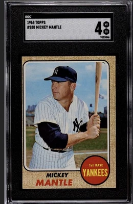 1968 Topps #280 Mickey Mantle SGC 4 VG-EX - Image 1 of 2