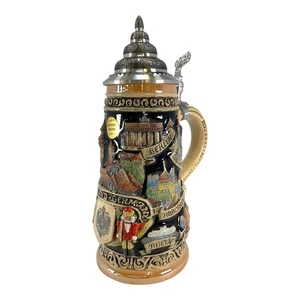 Deutschland Germany City Landscapes LE German Beer Stein .5 L Pewter Lid New - Foto 1 di 8