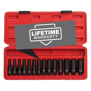 1831, 1/4 Inch Drive Deep Magnetic Impact Socket Set, 14-Piece, Metric, 4mm -... - Picture 1 of 5