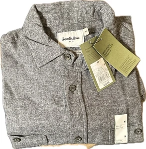Goodfellow & Co. Herren Mid-Weight Flanell Button Down LS Grau Gr. M Hemd Neu mit Etikett - Bild 1 von 14