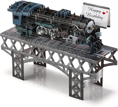 Tarjeta Tren Teling para Padre Papá Hombres 3D Vintage Diseño Vapor Multicolor Foto 1 de 4