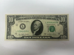 Series 1977 $10 Ten Dollar Bill Error Extreme Ink Smear Paper Money Error #1298 - Picture 1 of 8