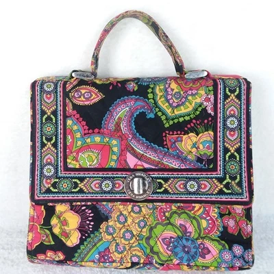 Vera Bradley Quilted Julia Paisley Satchel Clutch Top Handle Turn Lock Box Flap - Image 1 of 4