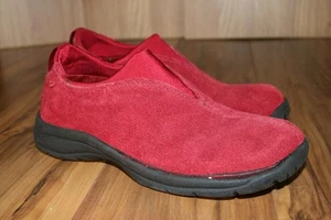 Route 66 Women 5.5 Leather Slip On Mule Clogs Red Suede Comfort Casual Shoes ! - Picture 1 of 5