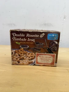Vintage Nordic Ware Doppelrosette Eisen Timbale Eisen 4 Formen mit Box - Bild 1 von 9