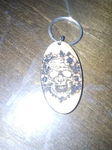 Skull Wood Keychain Usa Seller - Picture 1 of 1