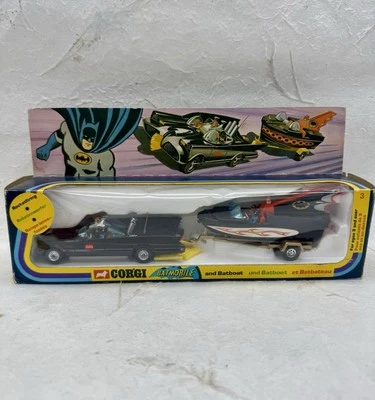 Vintage CORGI Batmobile & Batboat With Trailer 1970s BATMAN Great Britain AS IS - Image 1 of 4