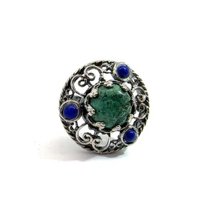 Vintage RL Israel Türkis und Lapislazuli Ring Größe 8 - Bild 1 von 7