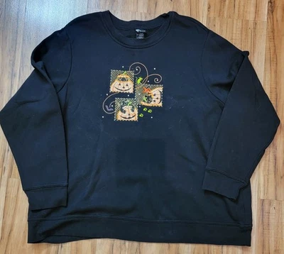 Halloween Mujer’s Holiday Ediciones Talla 2XL Plus Gato Negro Halloween Calabaza De Colección Foto 1 de 4