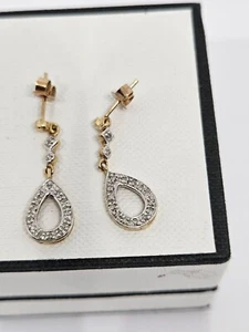 Pendientes de diamantes de oro de 9kt (1,62 g) - Imagen 1 de 6