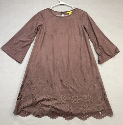 Vestido recto marrón Wrangler para mujer talla PEQUEÑO Western floral recortes gamuza como Foto 1 de 4