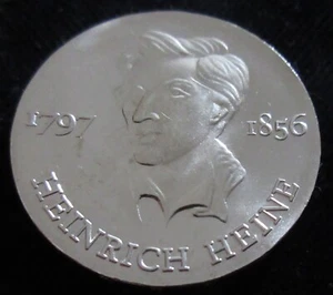 MDS DDR 10 MARK 1972 "175. GEBURTSTAG VON HEINRICH HEINE", SILBER  #A1 - Bild 1 von 2