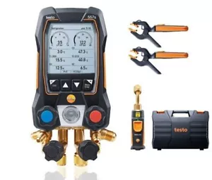 Testo 557S Refrigeration LCD Manifold HVAC Pressure Gauge System+2 Pcs NTC Clamp - Picture 1 of 5
