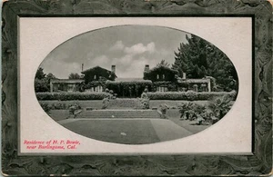 Vintage Postkarte Burlingame Kalifornien CA - Residenz von Henry P Bowie PNC Glosso UNP - Bild 1 von 2
